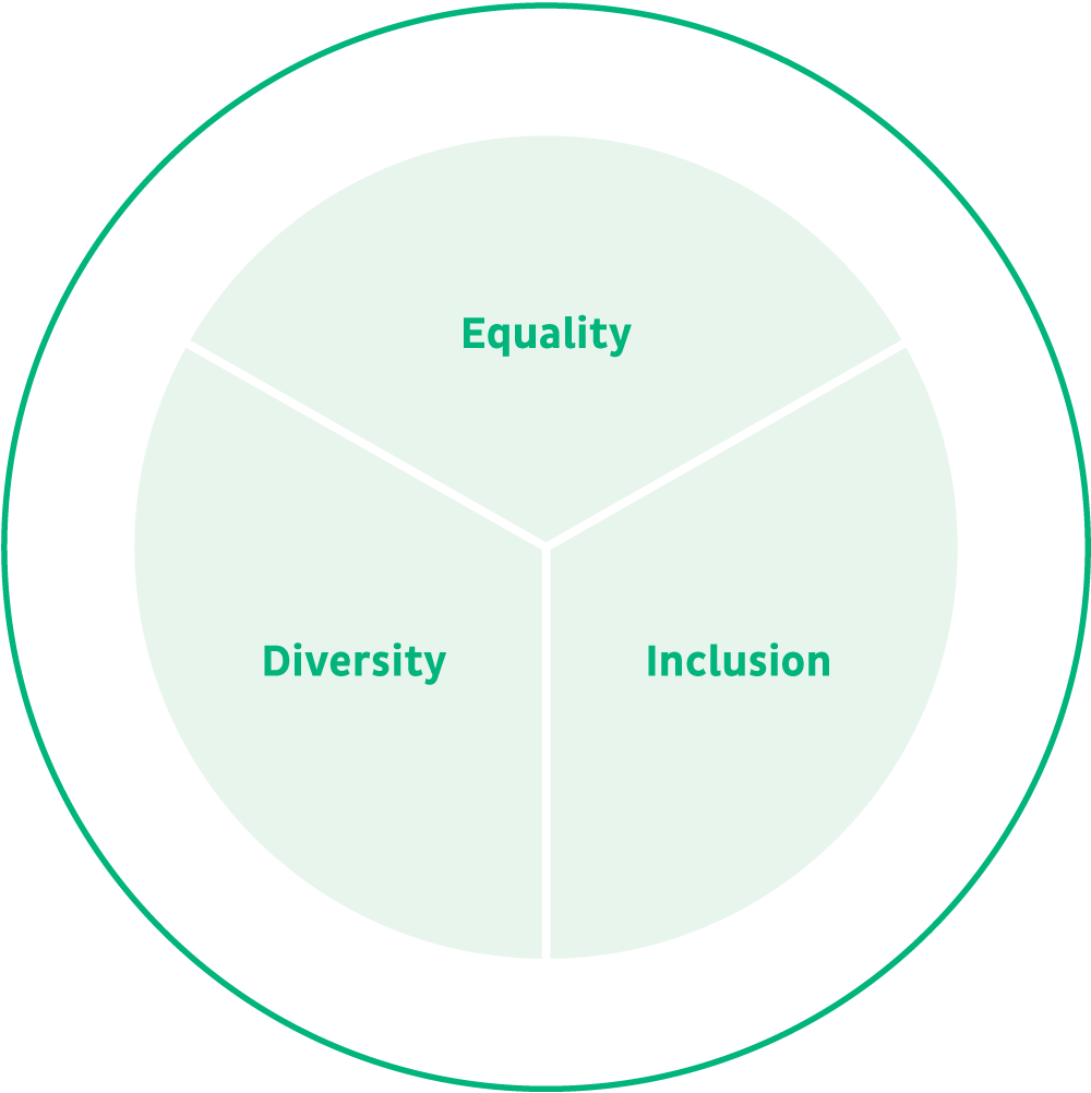 Circle chart of equality, diversity and inclusion
