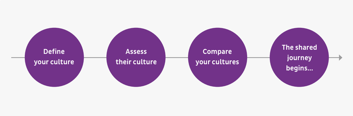 An infographic summarising various stages of cultural due diligence journey