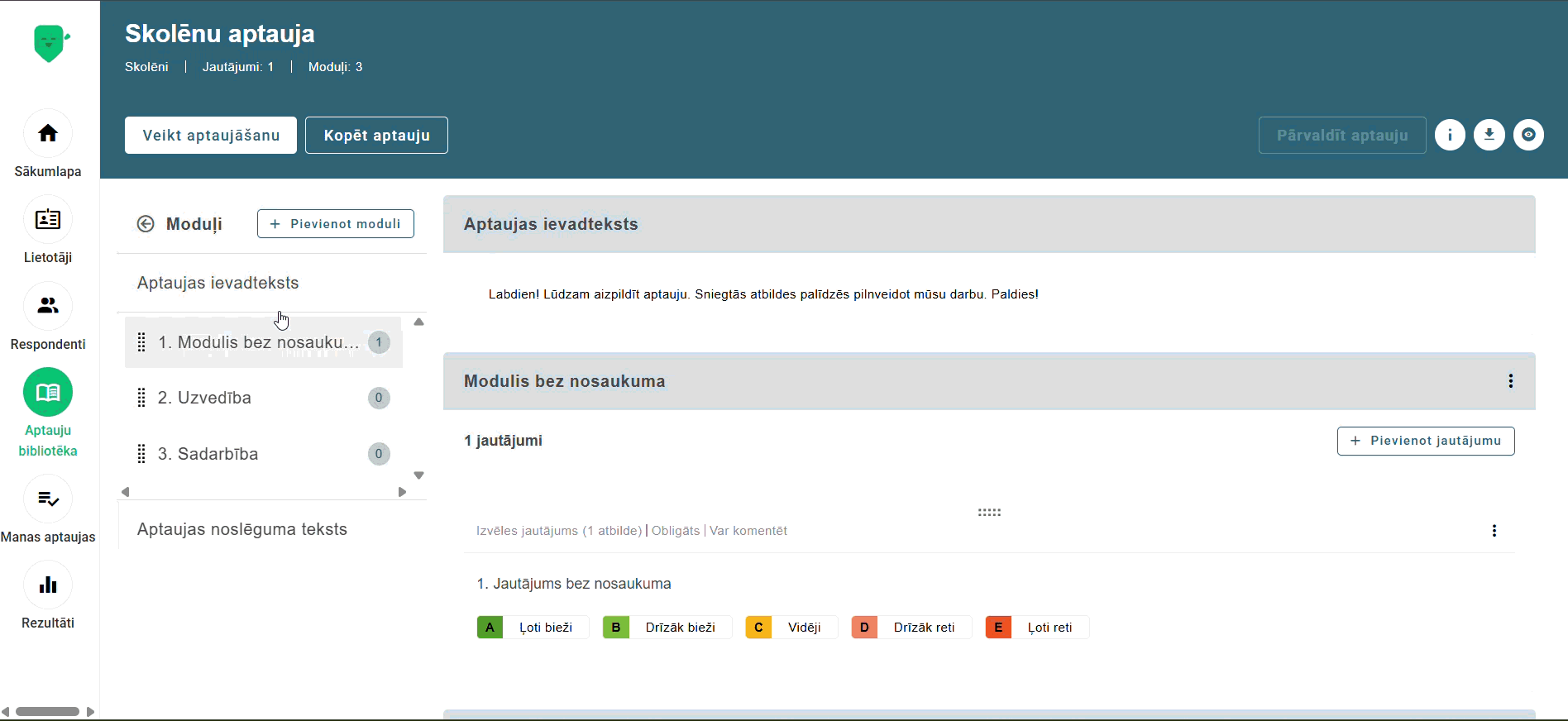 moduļu pievienošana