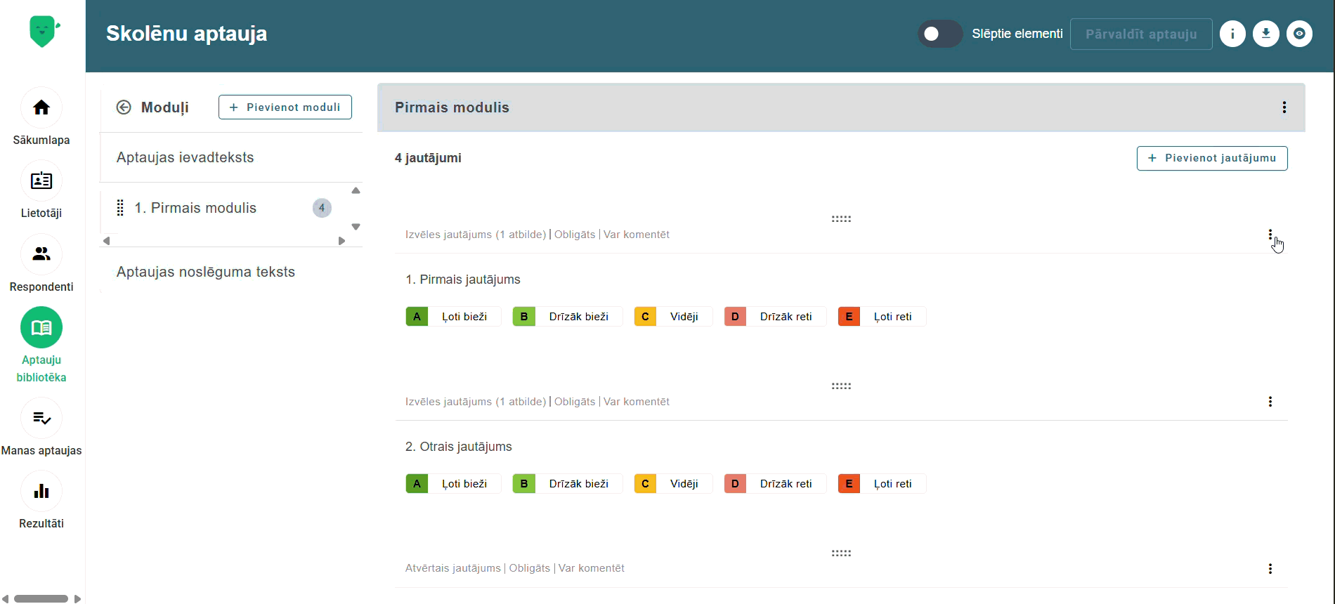 izveidot jautājumu lapu