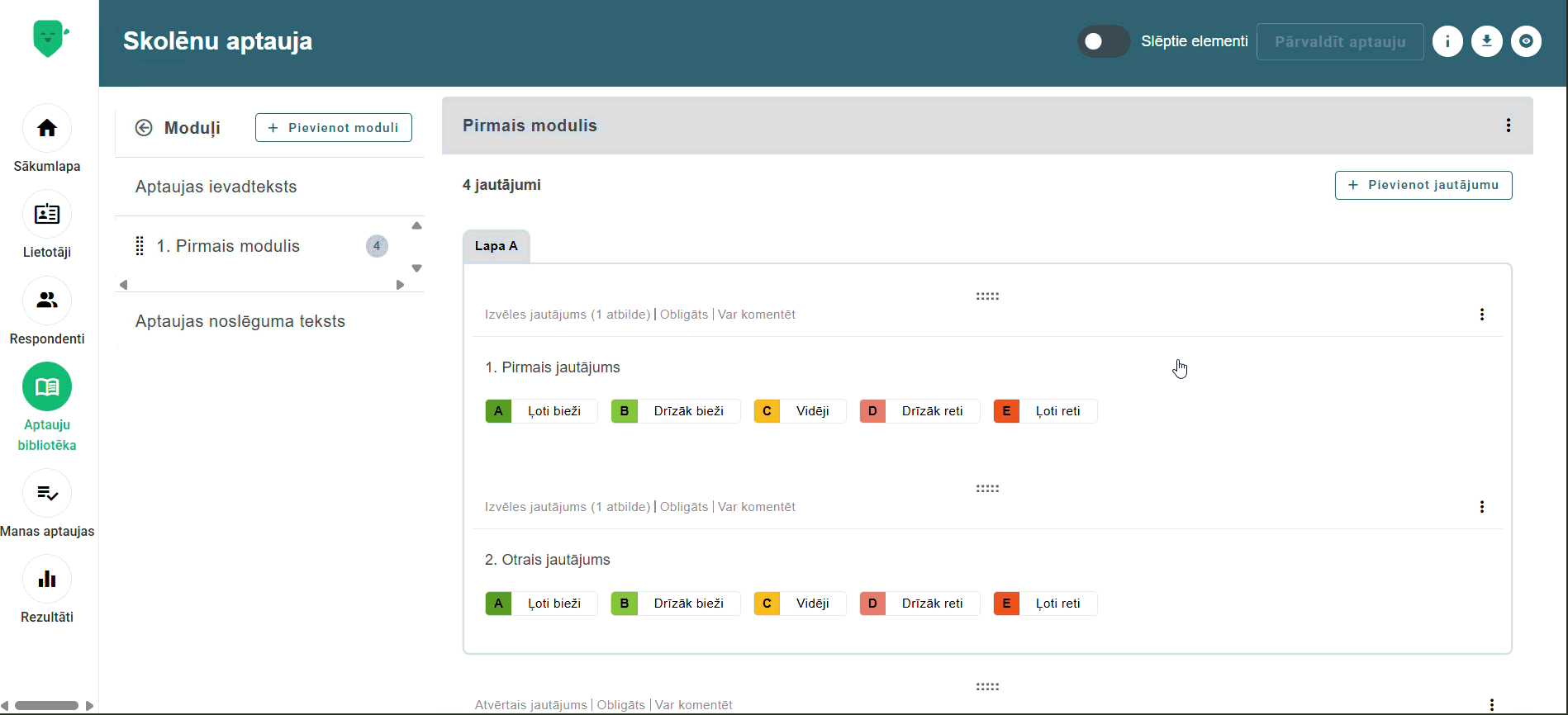 pievienot jautājumu lapai